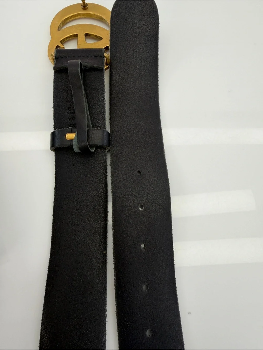 Gucci Raw Edge Unfinished Wide Marmont Double G Leather Belt 409416 80/32